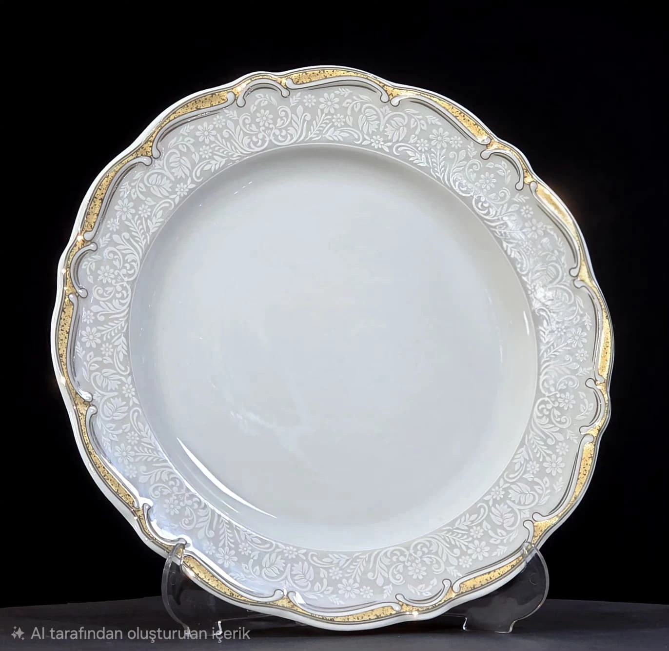 Açık Mavi Gold Desenli Porselen Yemek Takımı