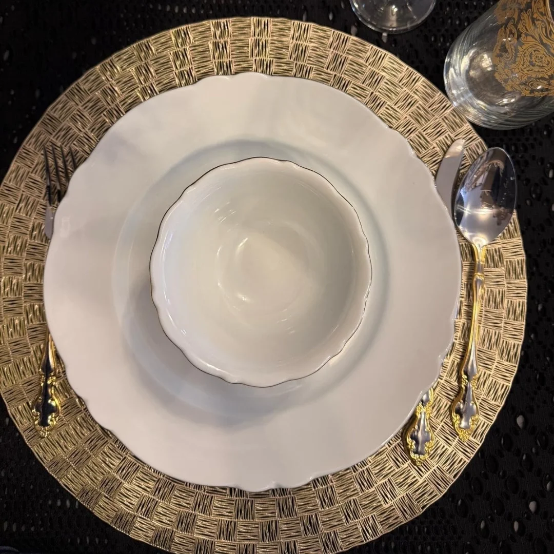 24 Parça 6 Kişilik Klasik Desenli Porselen Yemek Takımı – Barok Tarz