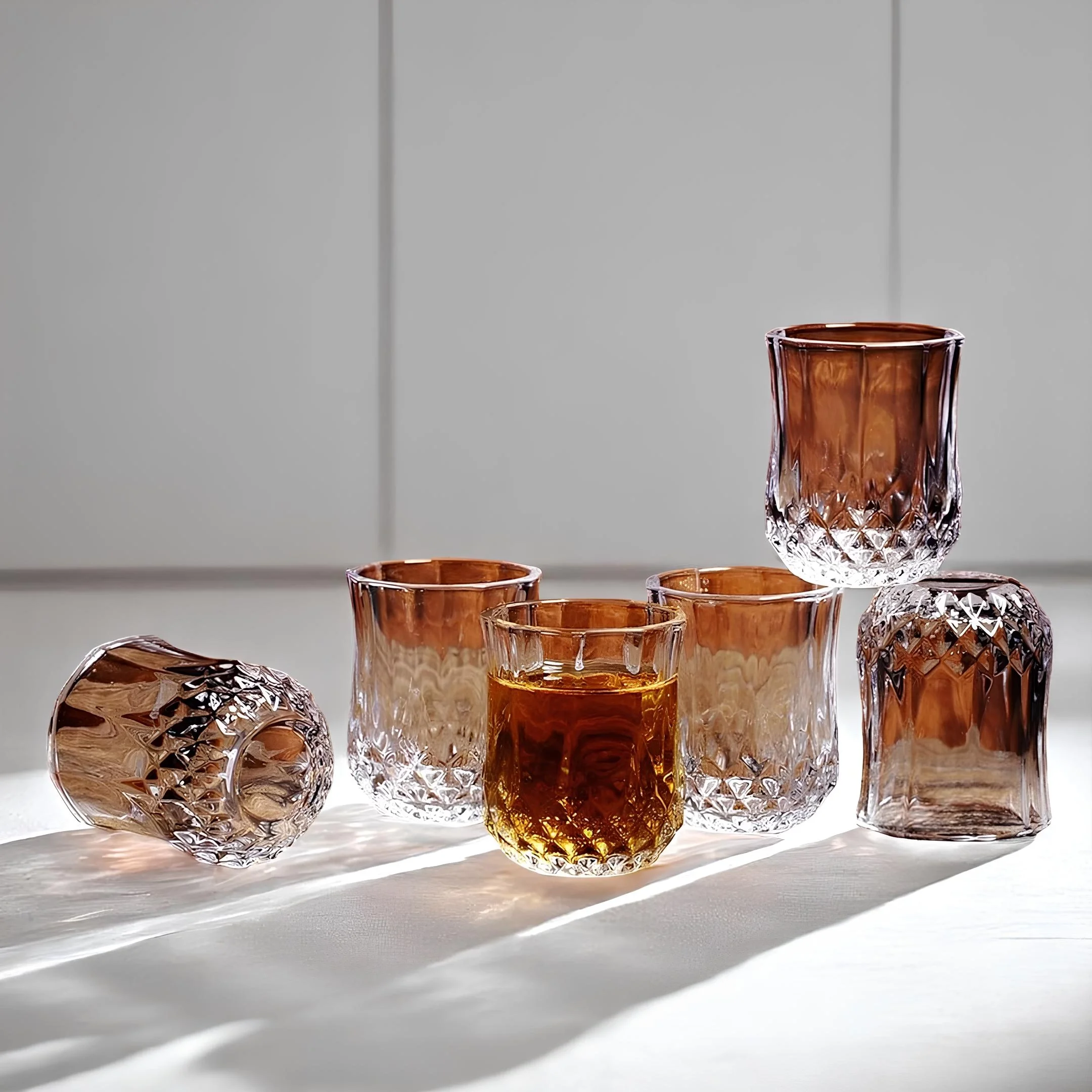 6'lı Kristal Görünümlü Kahve Yanı Bardağı Seti