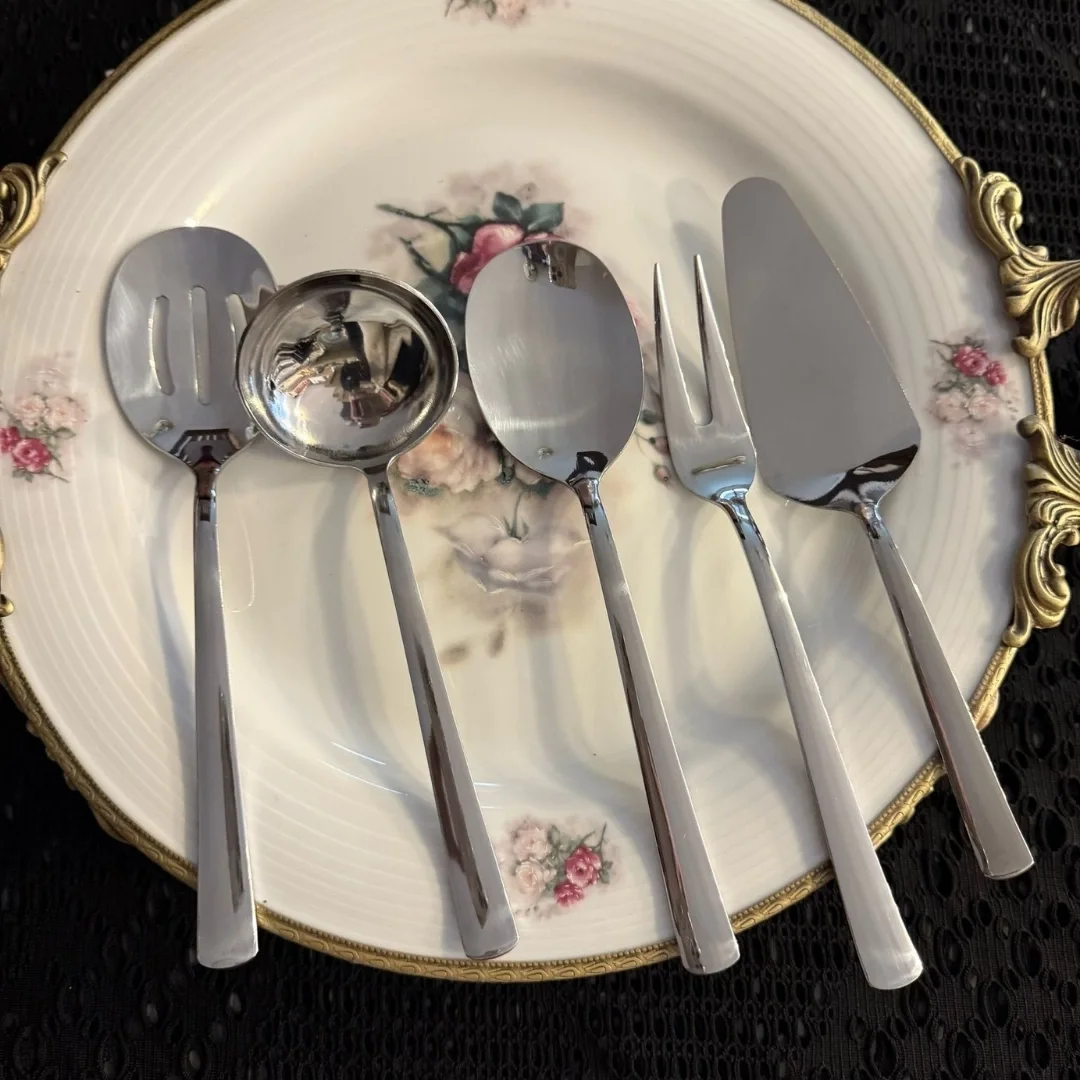 5 Parça Çelik Servis Seti – Gold ve Klasik Parlak Seçenek