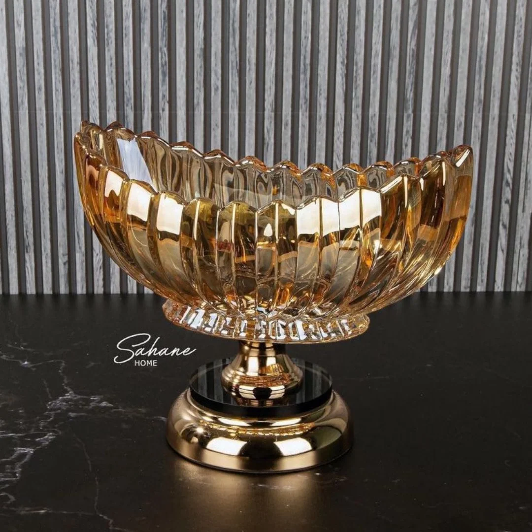 Cam Gondol – Altın Detaylı Şık Sunum Kasesi