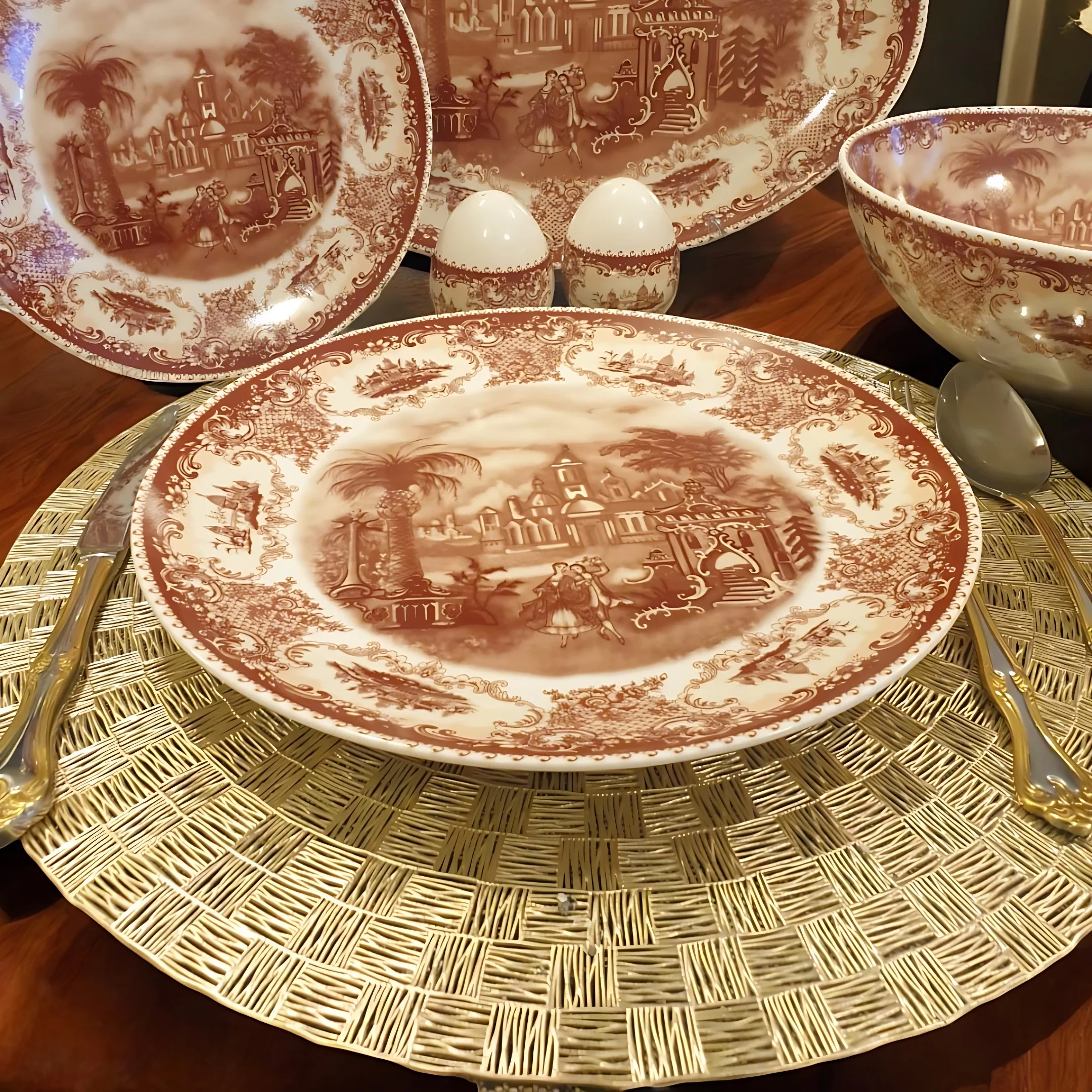 6 Kişilik 28 Parça Vintage Manzara Desenli Yemek Takımı