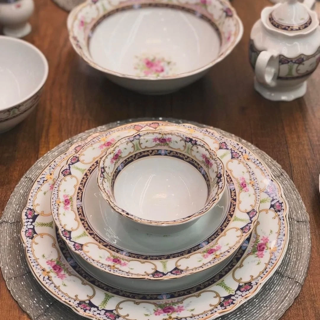 Çiçek Desenli Porselen Yemek Takımı 56 Parça 12 Kişilik