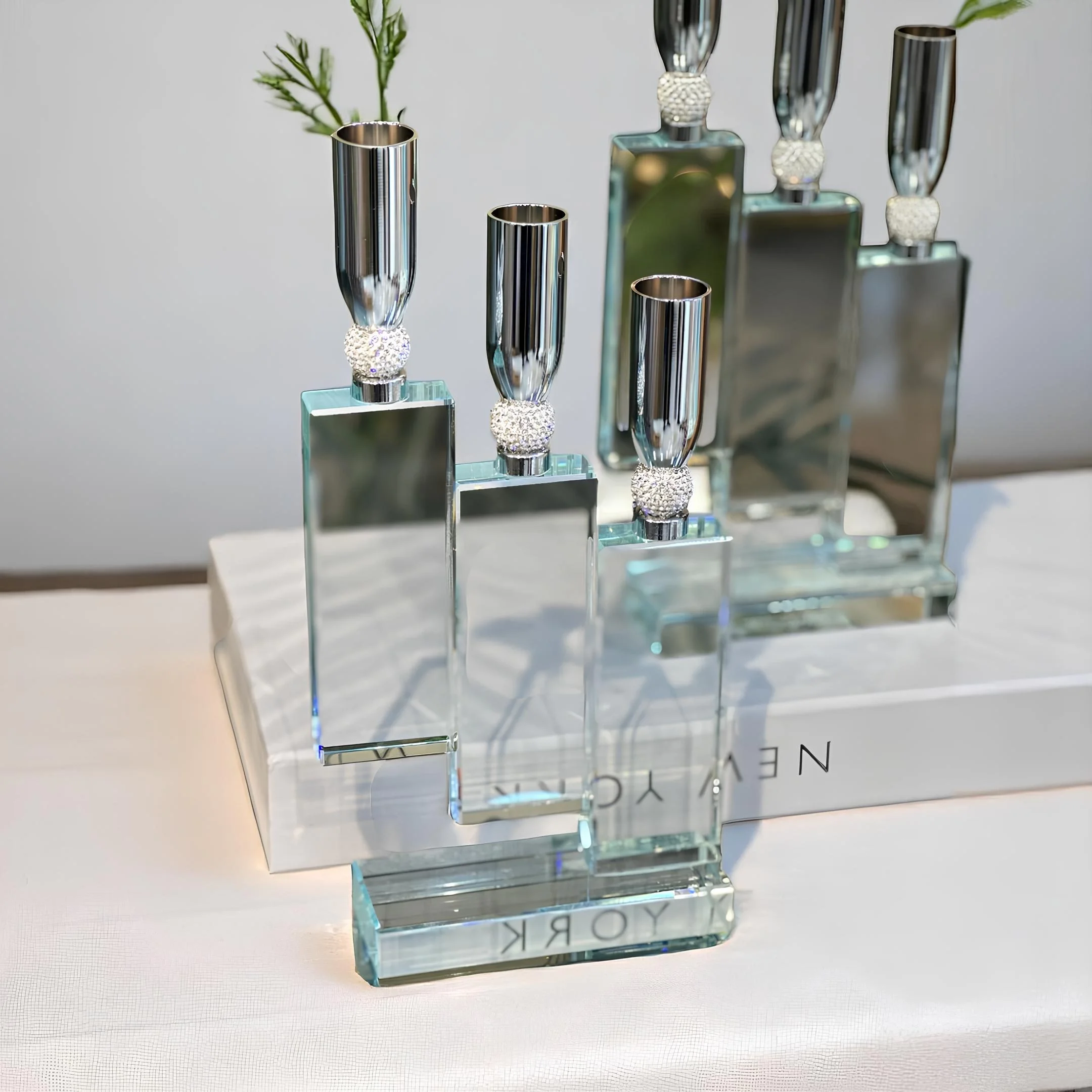 3'lü Kristal Şamdan