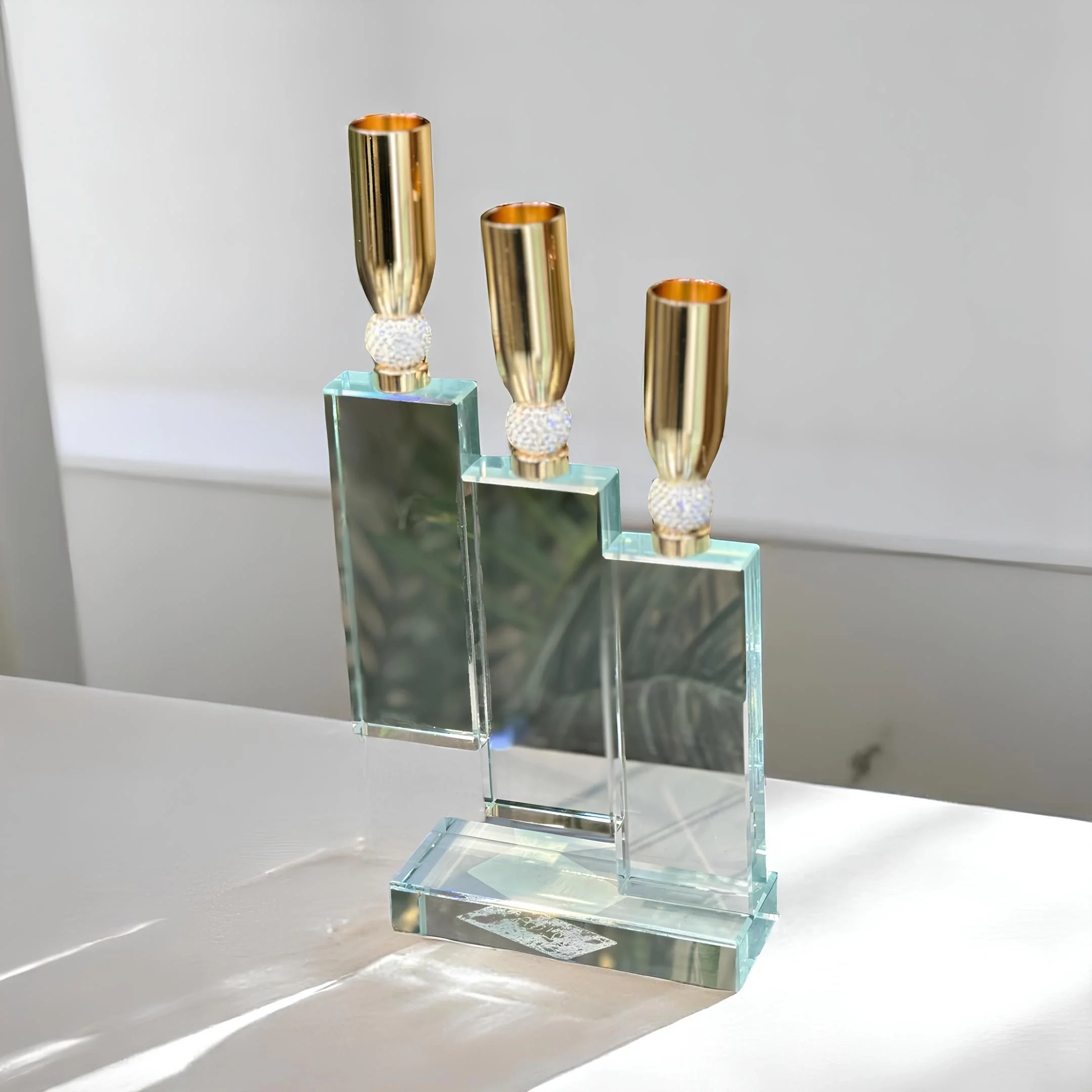 3'lü Kristal Şamdan