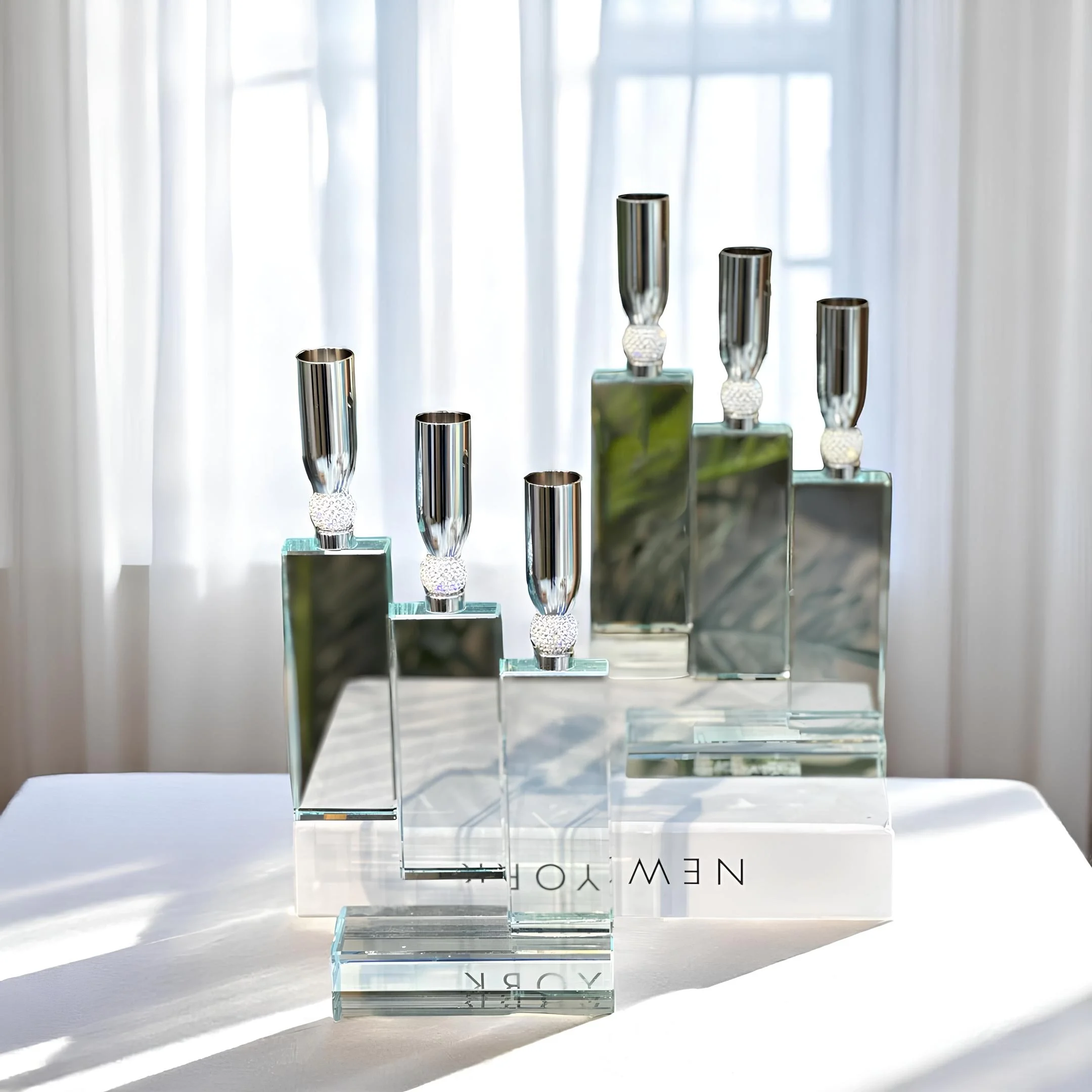 3'lü Kristal Şamdan