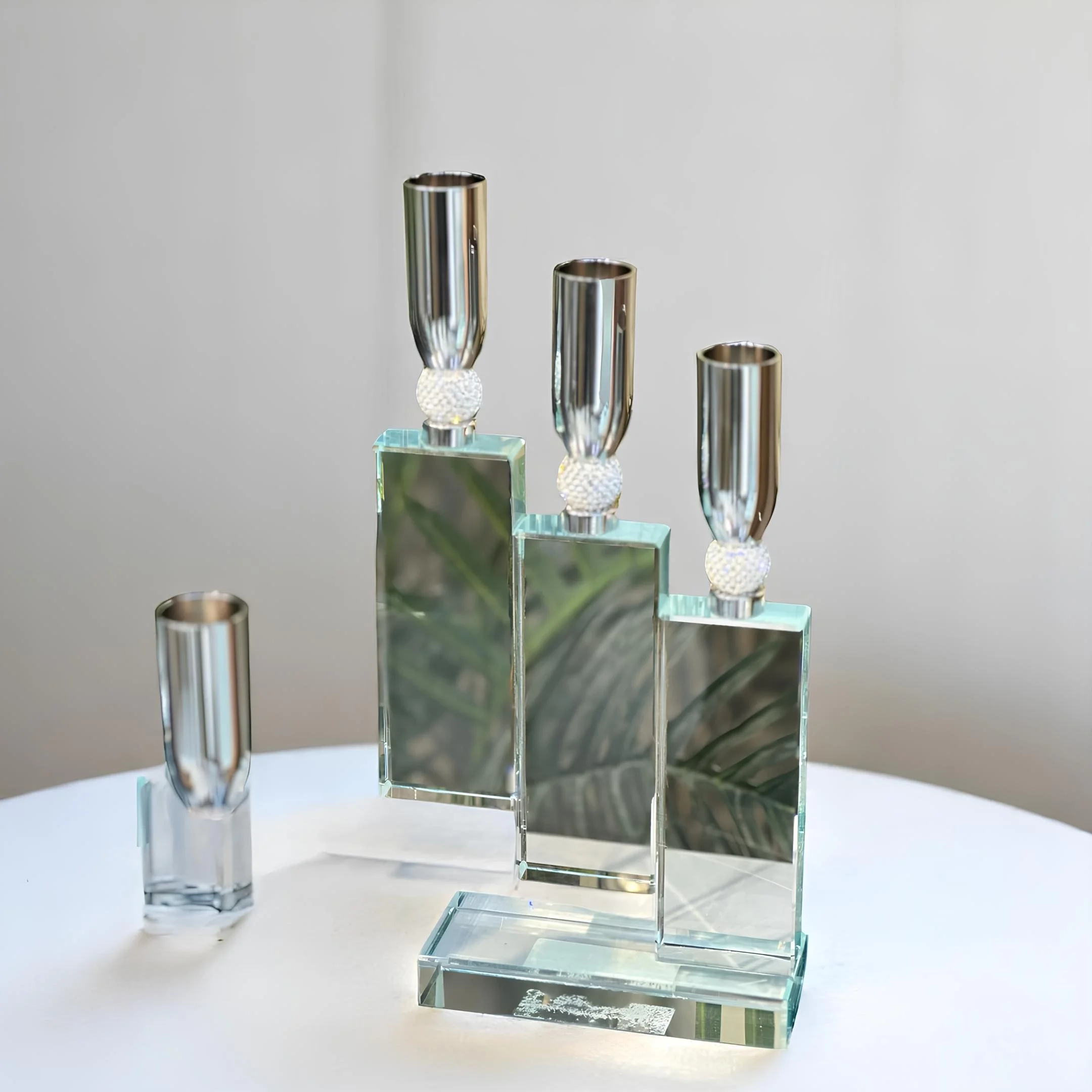 3'lü Kristal Şamdan