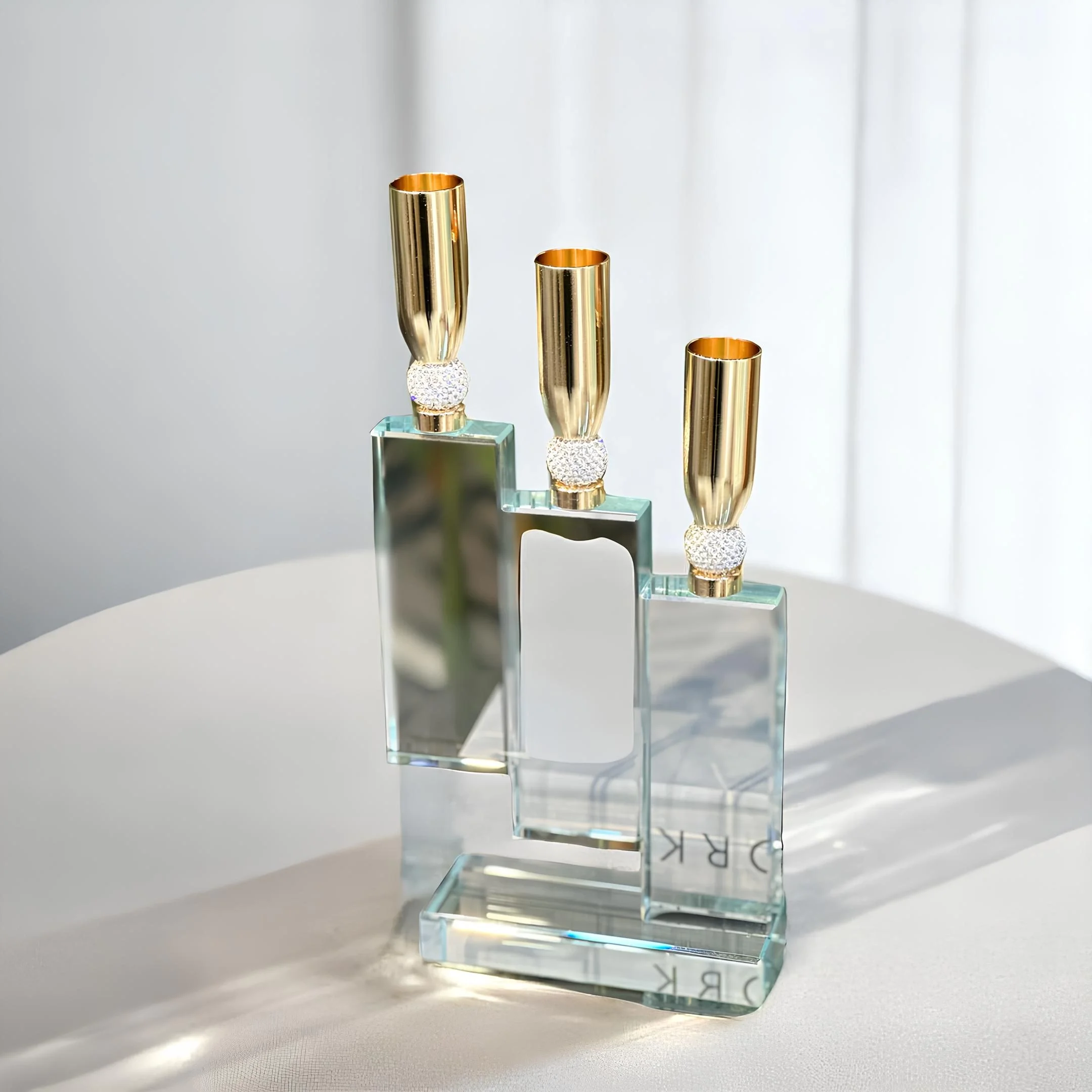 3'lü Kristal Şamdan