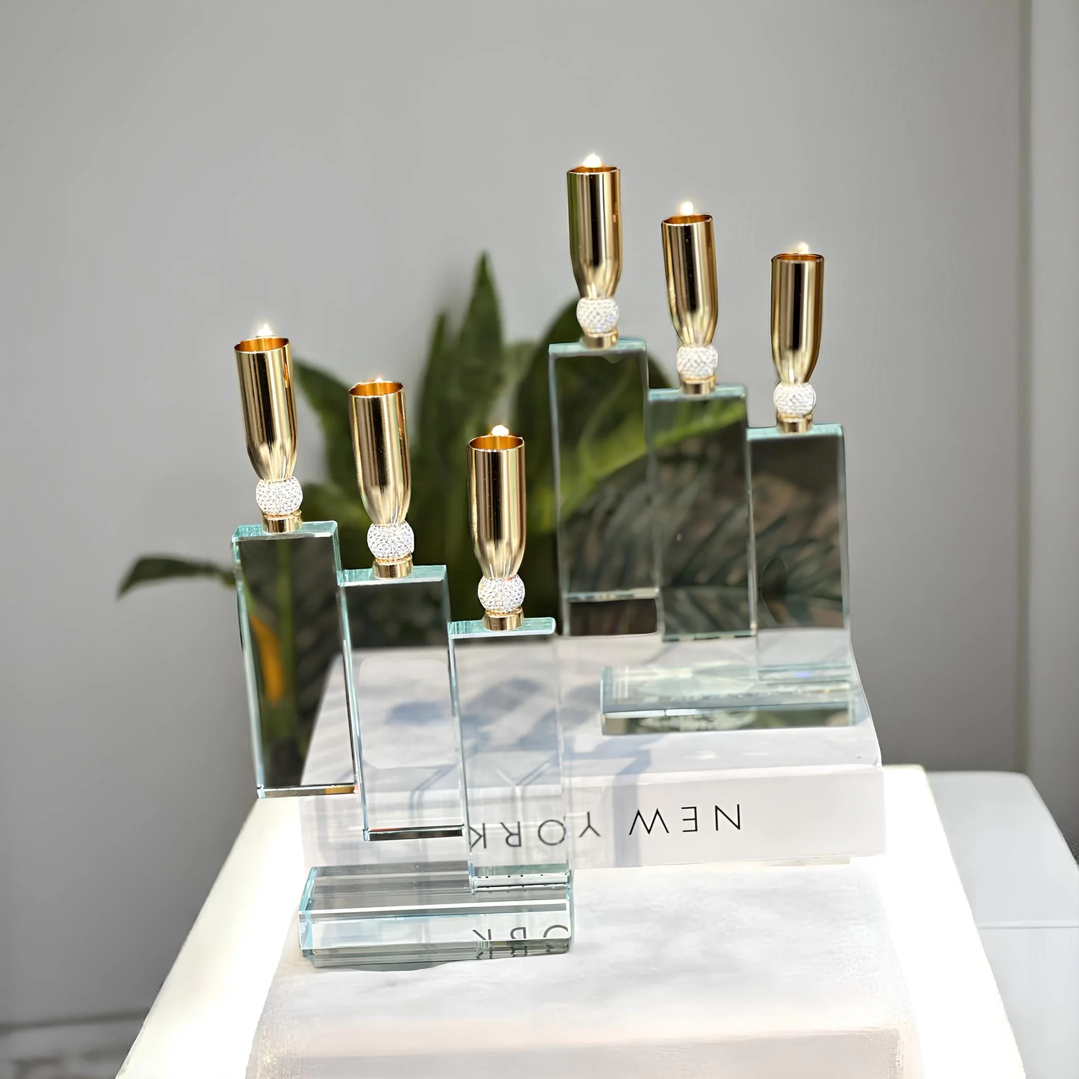 3'lü Kristal Şamdan