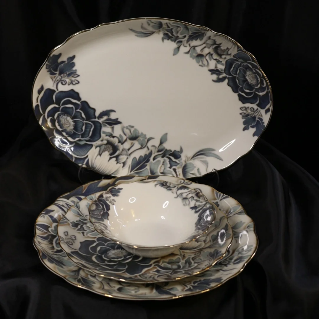 Lüks Porselen Yemek Takımı 55 Parça 12 Kişilik