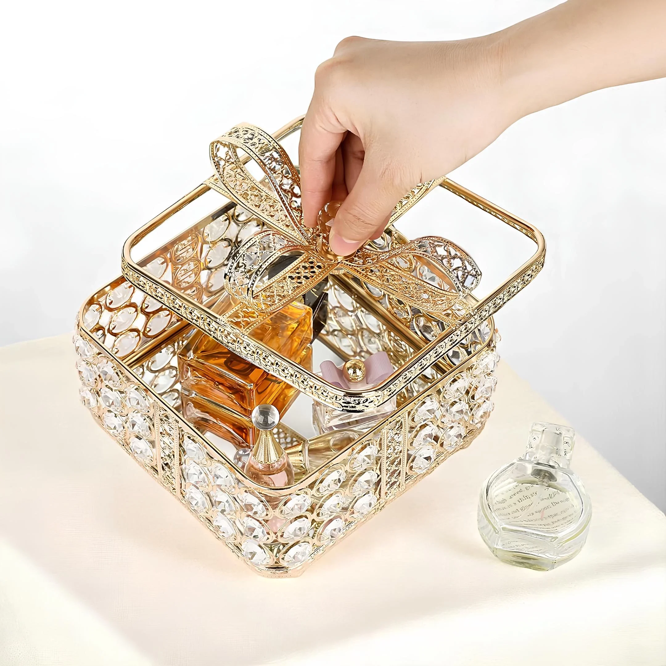 Vintage Işıltılı Kristal Mücevher Kutusu