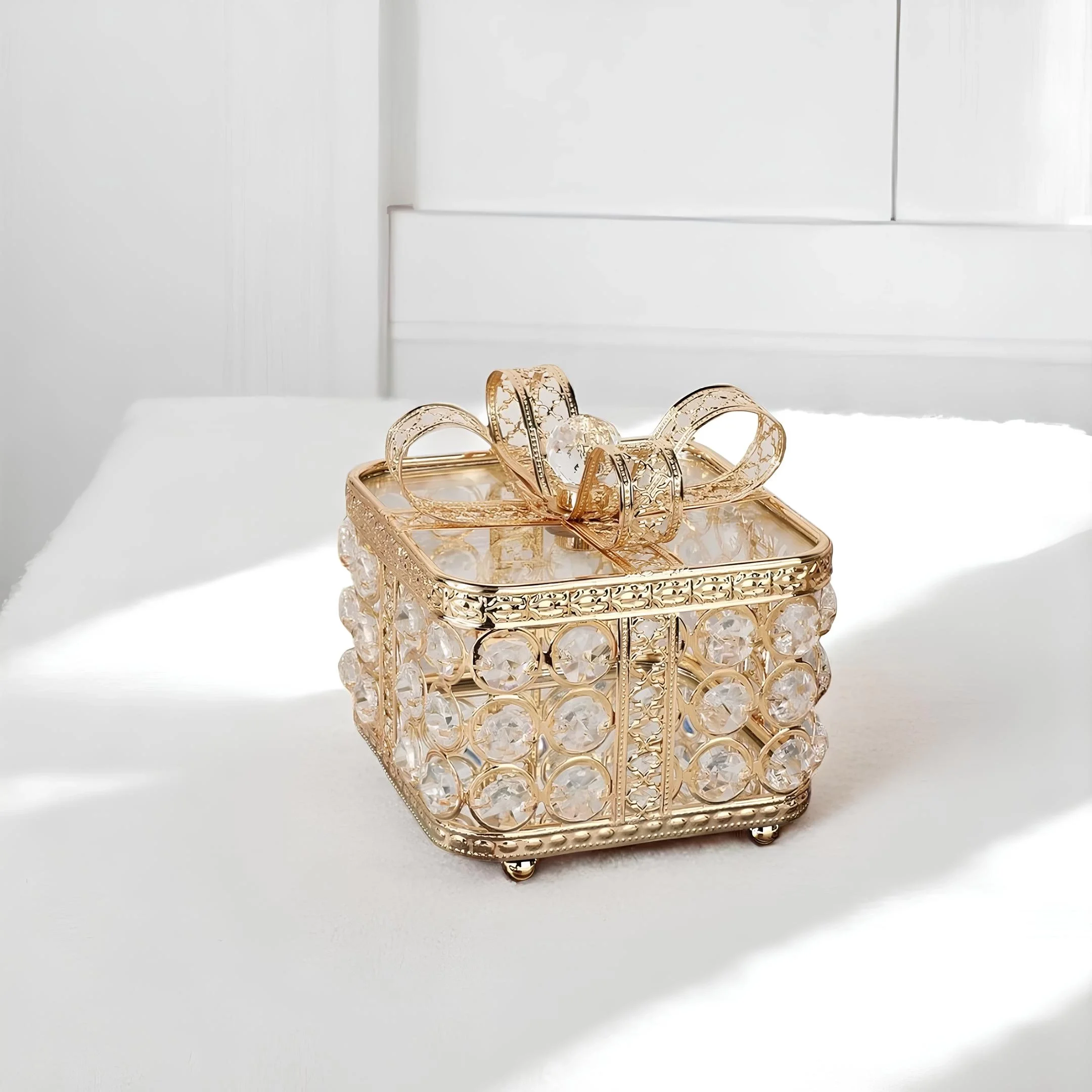 Vintage Işıltılı Kristal Mücevher Kutusu