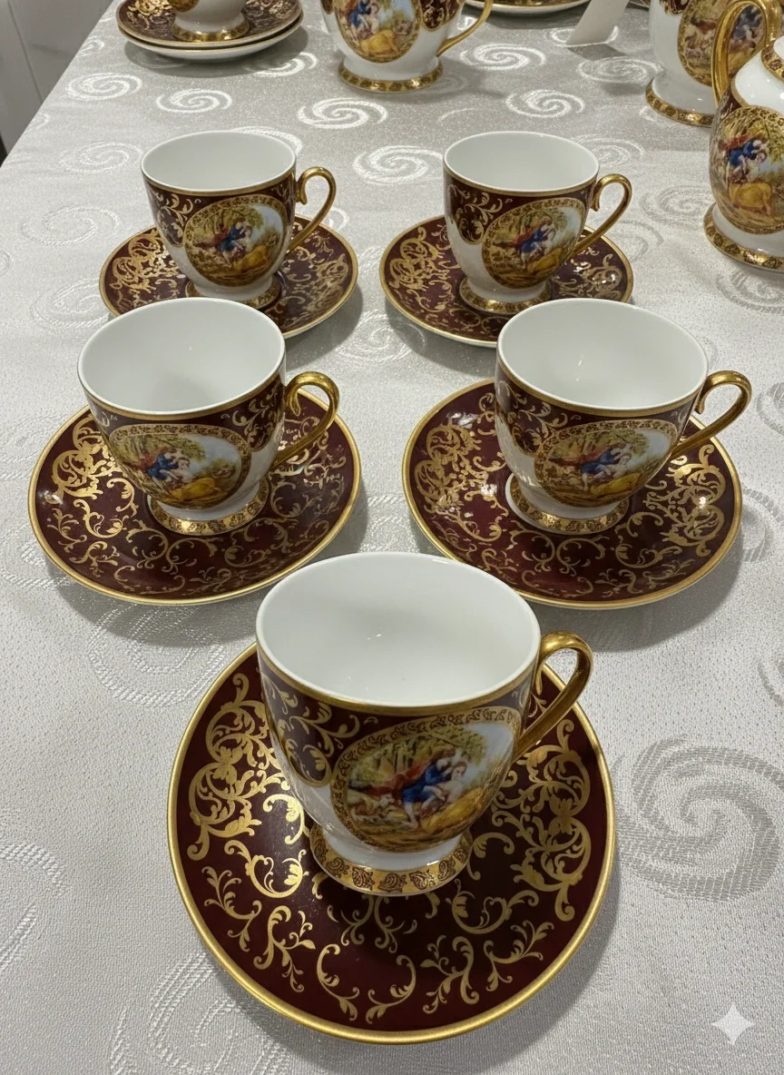 Zarafetin ve Asaletin Buluşması: Bawaira 6'lı Lüks Çay Fincan Seti