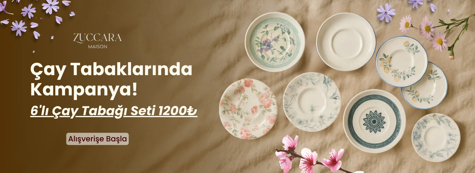 Zarif Desenlerle 6'lı Çay Tabağı Setleri Her Model Ayrı Satışta